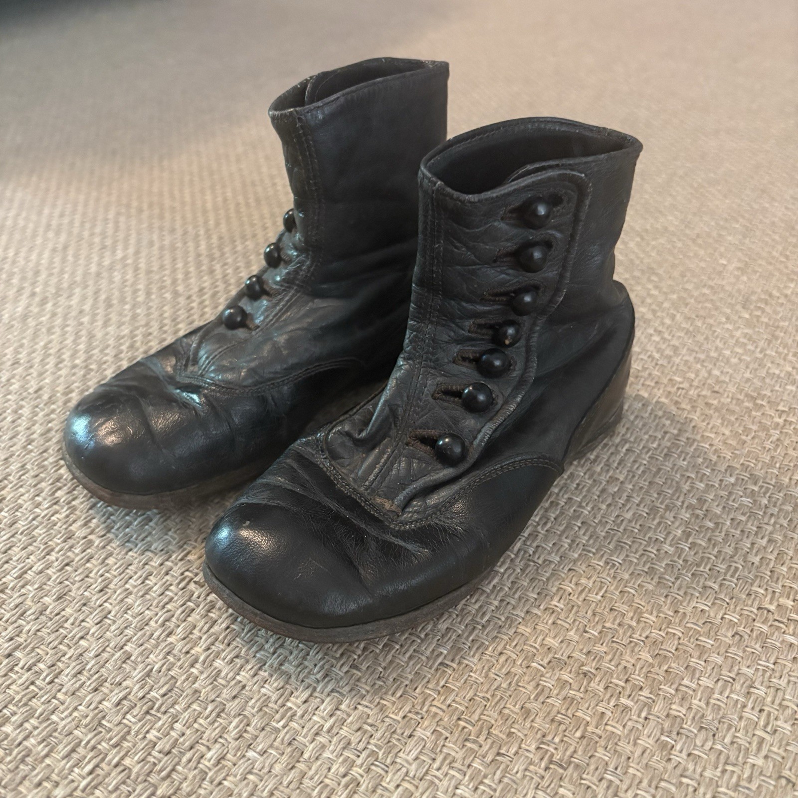 Authentic Antique Victorian Edwardian Children\'s High Button Boots Black Leather Authentic Antique Victorian Edwardian Children\'s High Button Boots Black Leather