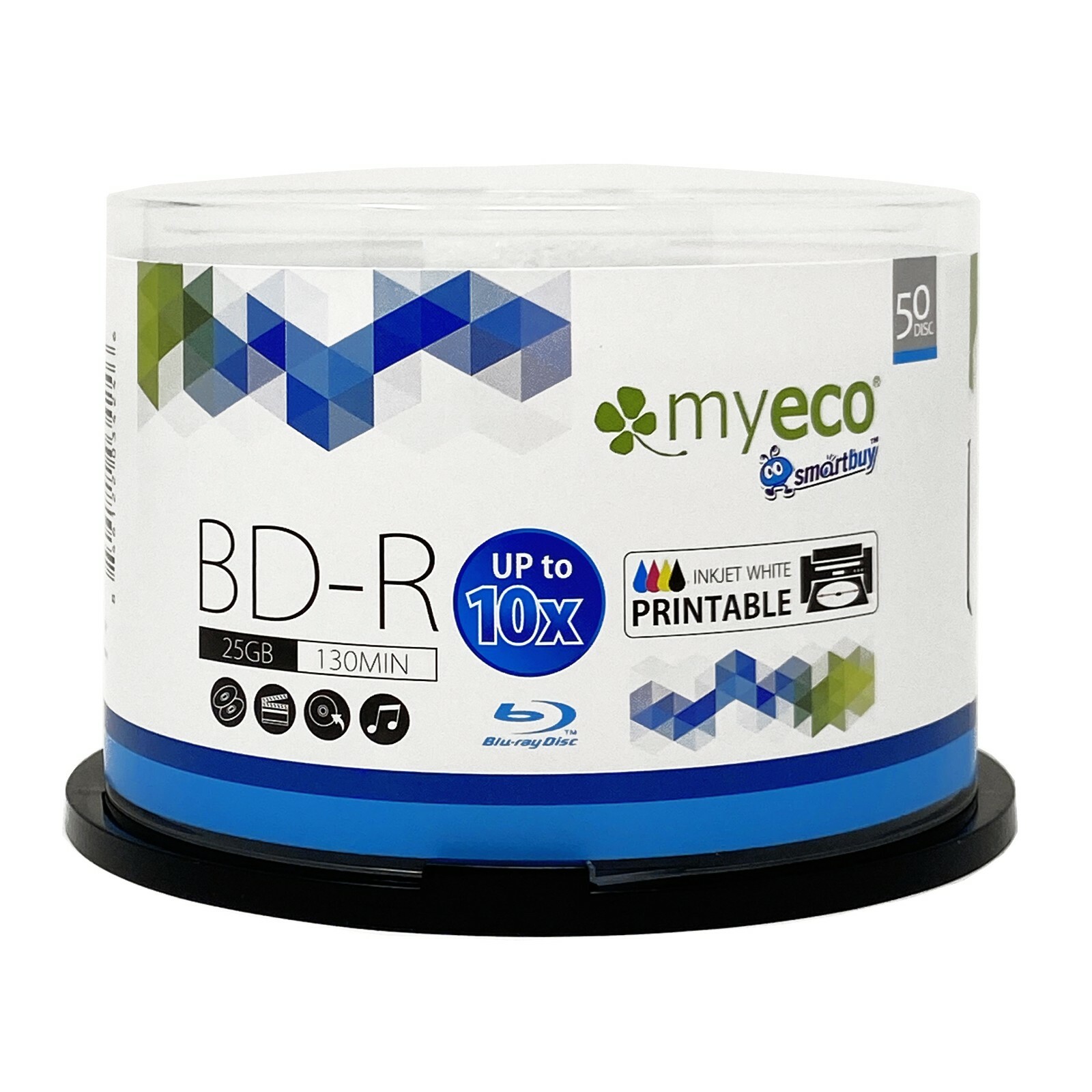 50 Myeco 10X BD-R 25GB Blu-ray White Inkjet Hub Printable Blank Recordable Disc 50 Myeco 10X BD-R 25GB Blu-ray White Inkjet Hub Printable Blank Recordable Disc