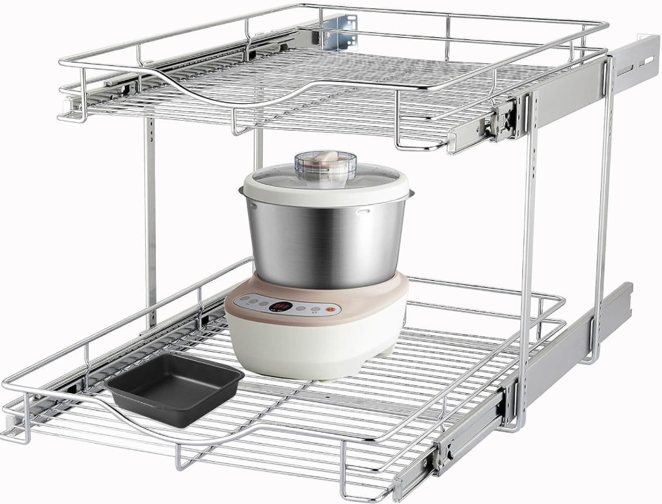 Organizador extraíble gabinete 2 niveles 14x21 cocina despensa estante deslizant