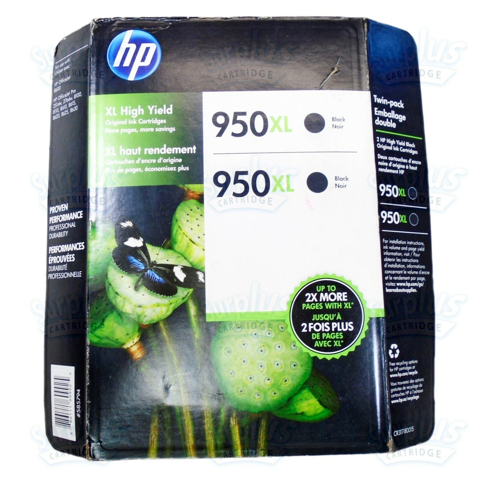 Genuine Twin Pack HP 950XL Black Ink OfficeJet 8110 8620 8600 8625 8700 251dw Genuine Twin Pack HP 950XL Black Ink OfficeJet 8110 8620 8600 8625 8700 251dw