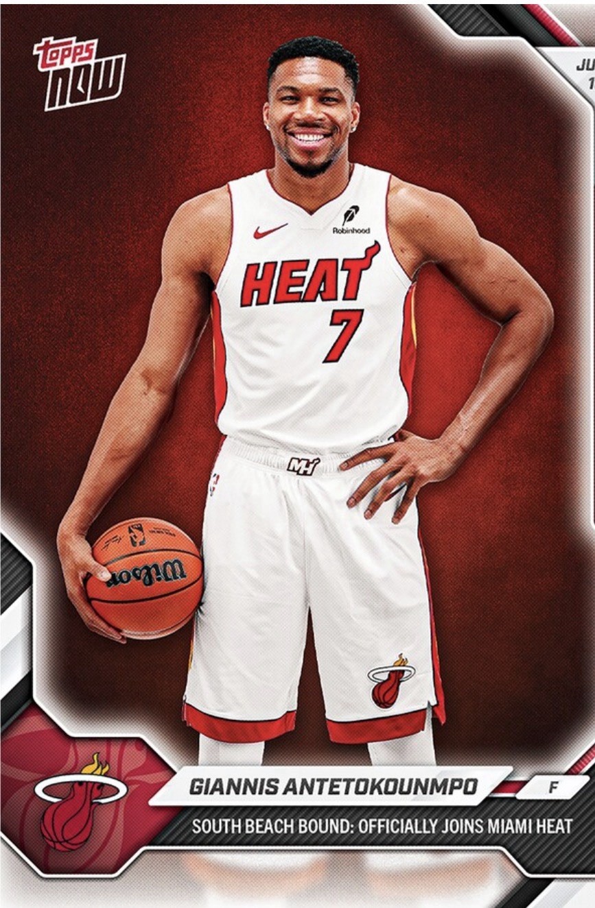 Giannis Antetokounmpo Joins Miami Heat 2026-27 NBA Topps NOW Card OS02 IN HAND