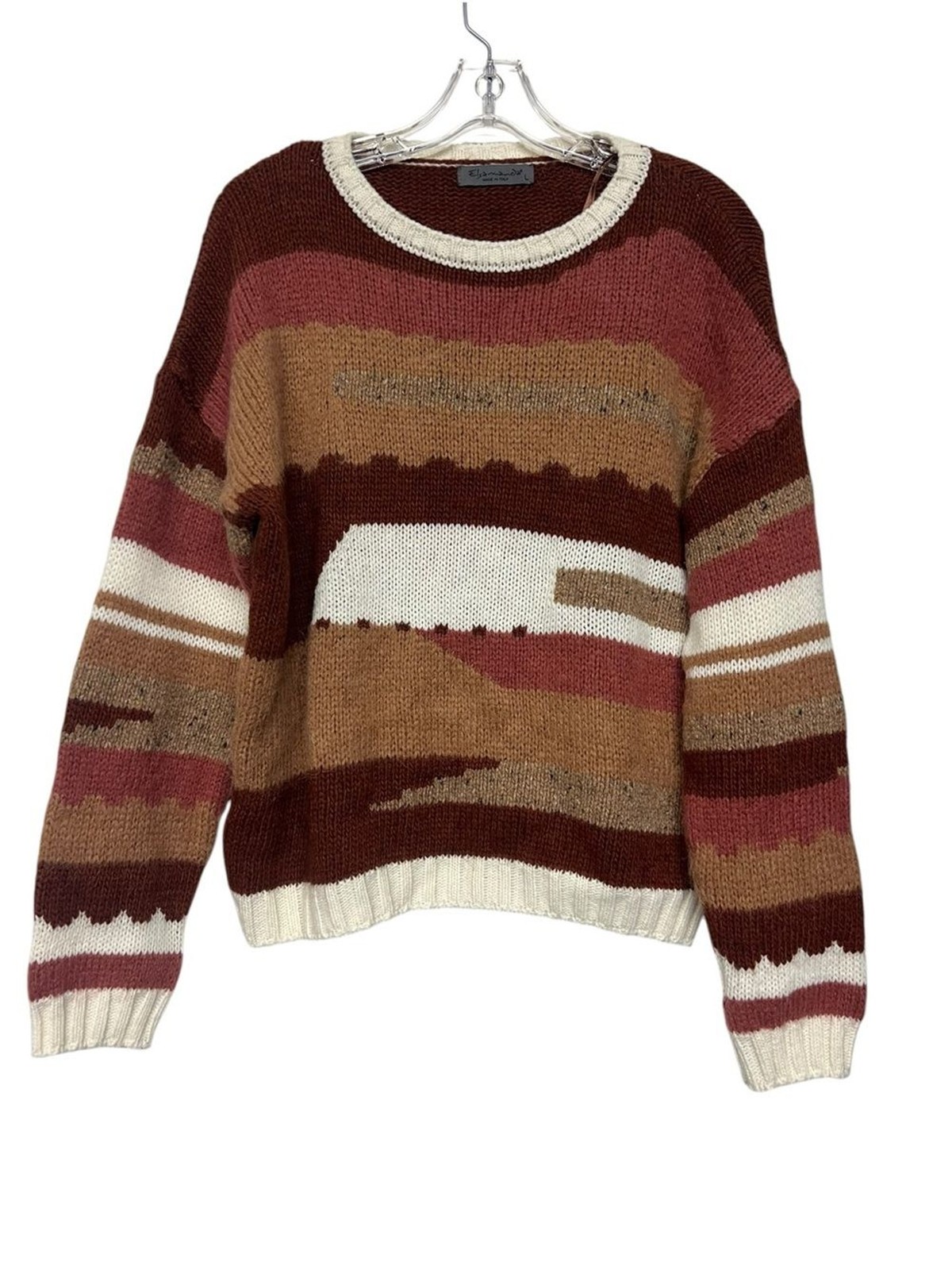 Anthropologie Elsamanda Striped Crewneck Sweater Boho Western Wool Alpaca