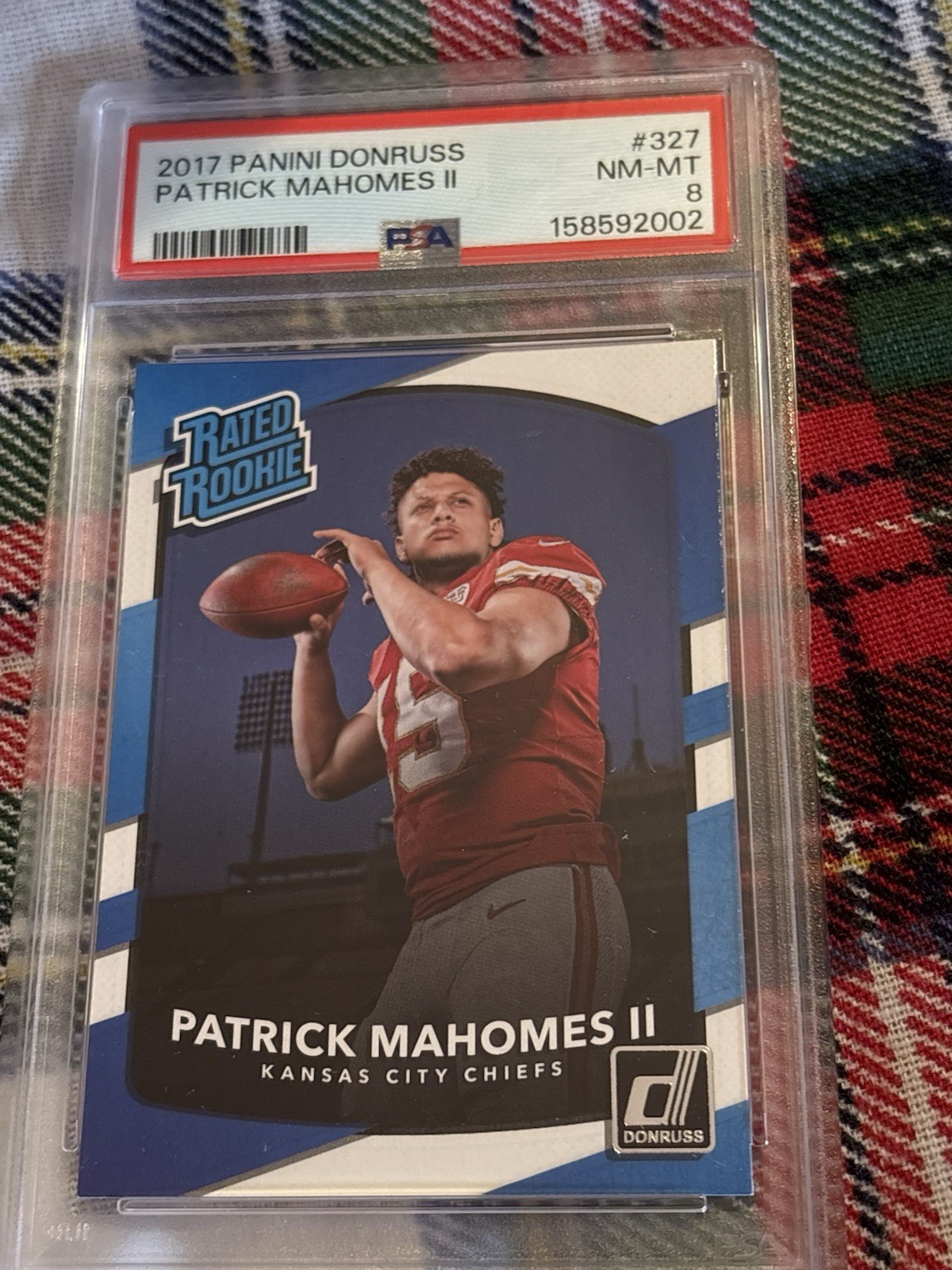 Panini 2017 Donruss Patrick Mahomes II Chiefs Rated Rookie #327 PSA 8