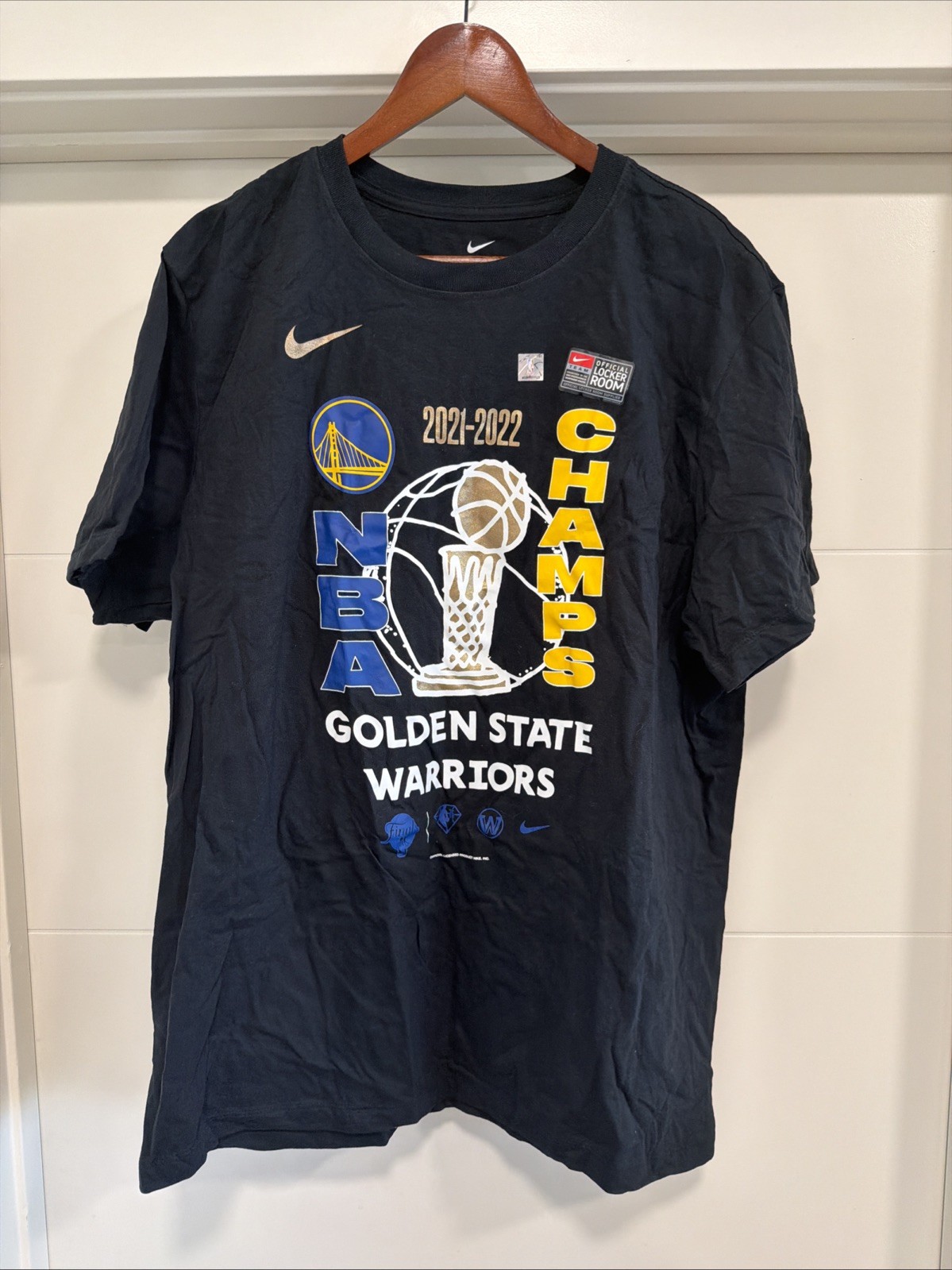 Nike Golden State Warriors 2021 2022 NBA Finals Champions T Shirt L Black NWT