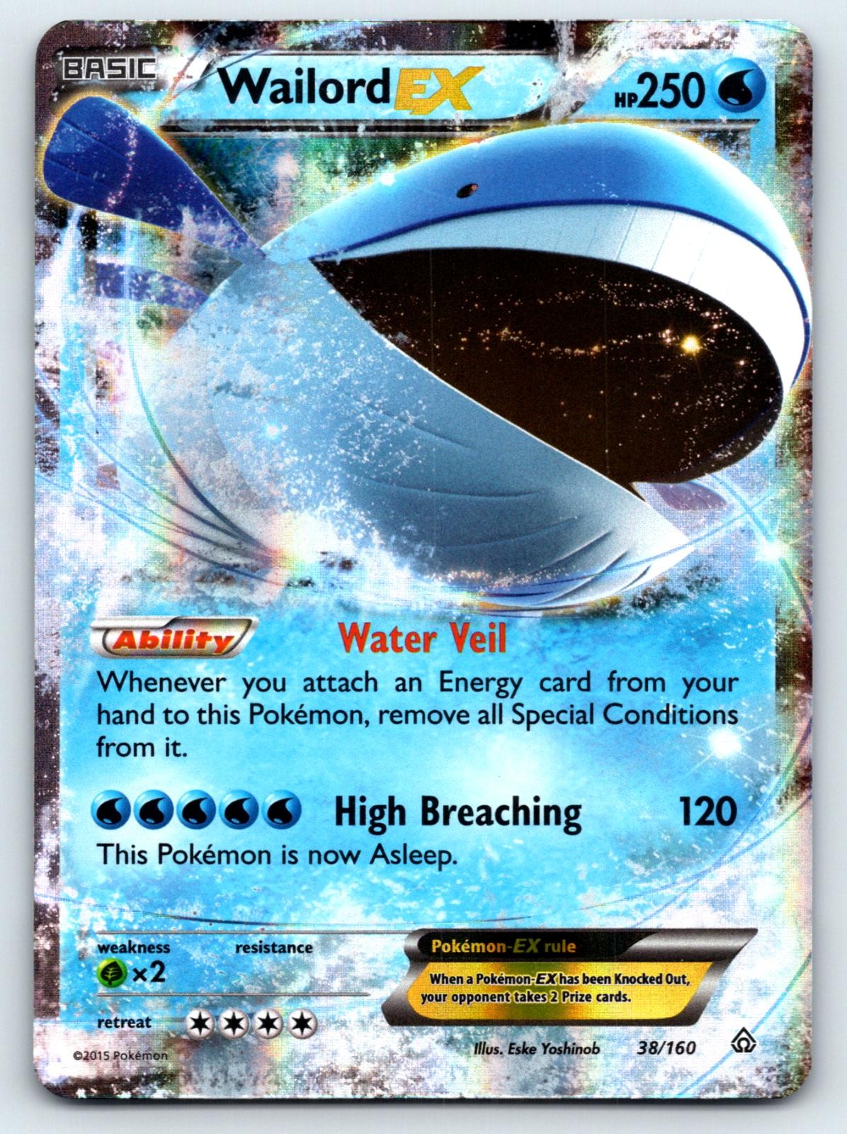Wailord EX 38/160 Holo EX Rare Primal Clash Pokemon Lightly Played