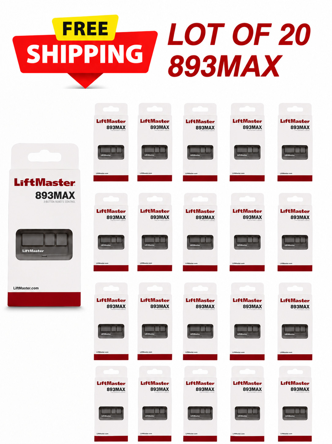 20 Pack 893MAX LiftMaster 3 Button Remote Control Garage Door Opener