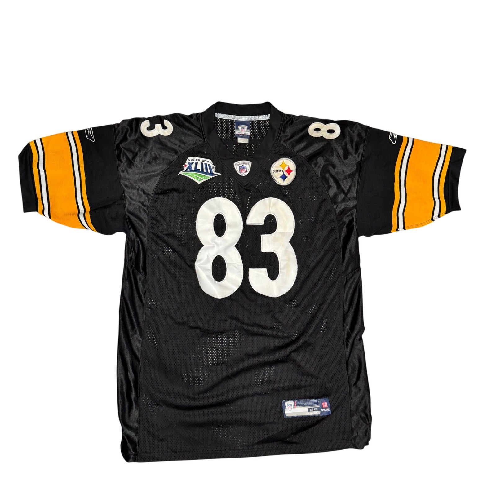Reebok Pittsburgh Steelers Heath Miller 83 Super Bowl XLIII Jersey Mens 56 Black Reebok Pittsburgh Steelers Heath Miller 83 Super Bowl XLIII Jersey Mens 56 Black