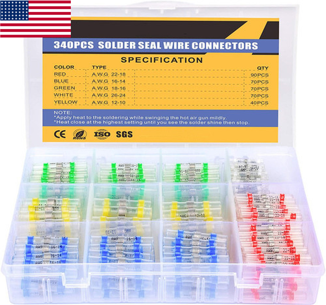 50-1000x Heat Shrink Wire Seal Solderstick Butt Sleeve Low Temp Solder Connector