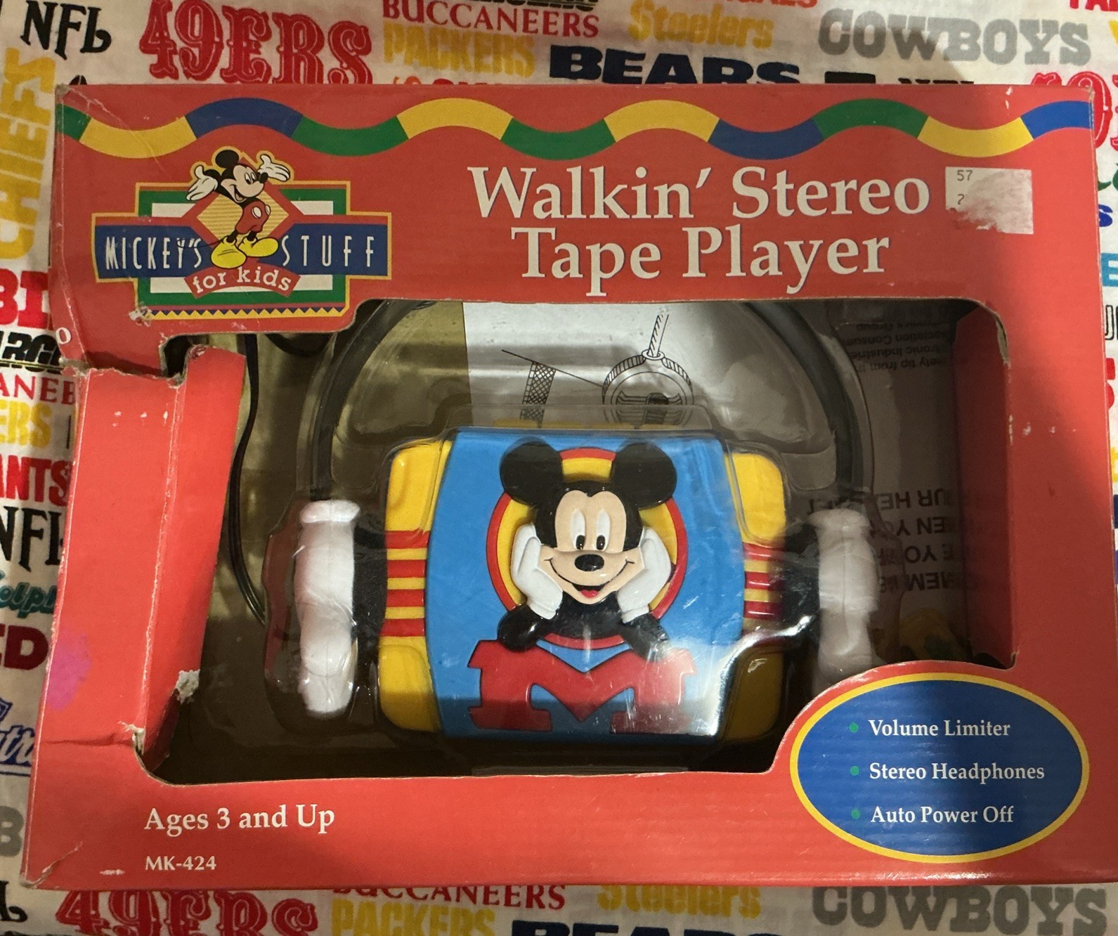 RARE New 1988 Disney Mickey's Stuff Cassette Tape Player Walking Stereo MK-424 