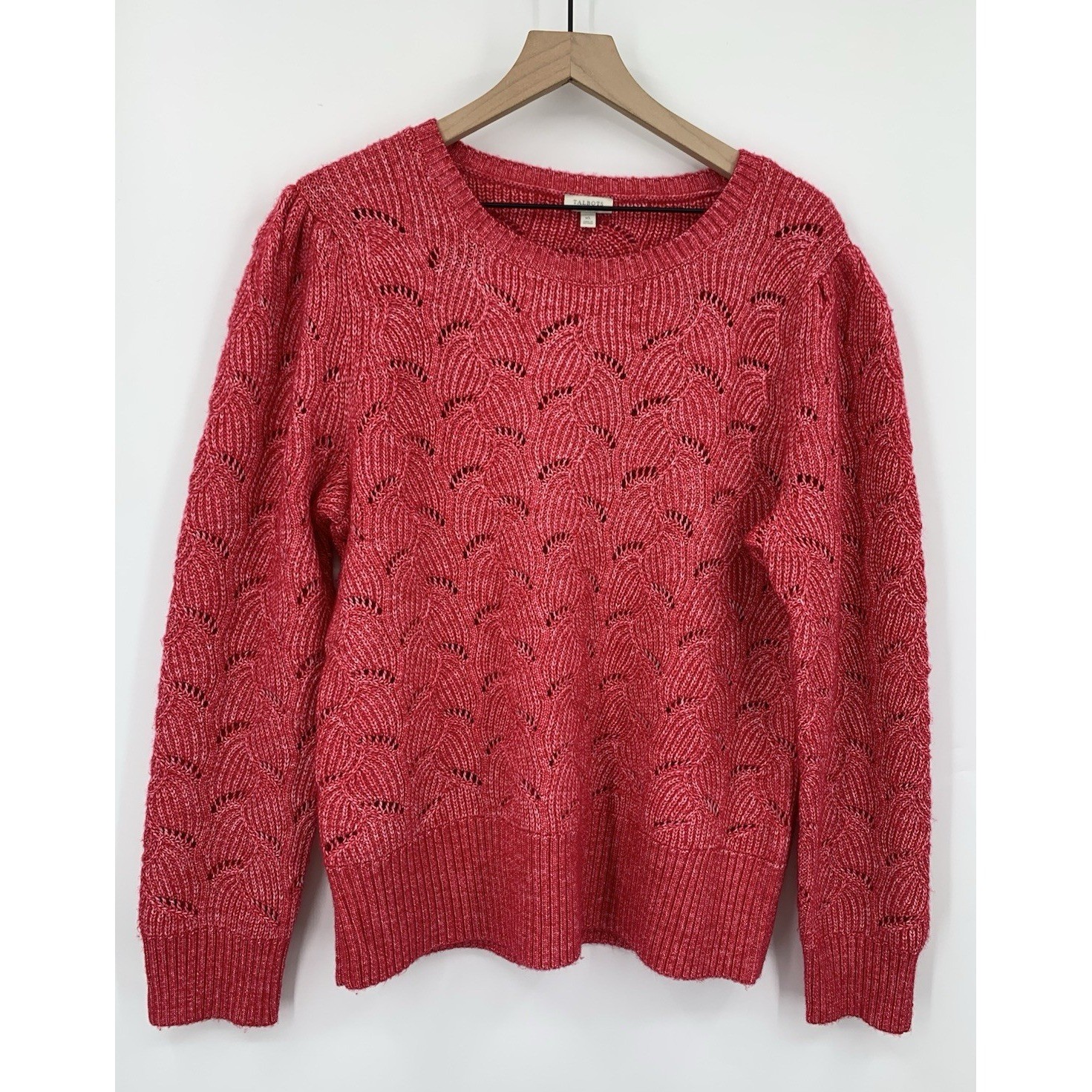Talbots Sweater XL Red Speckled Open Knit Wool Blend Cozy Holiday Fall NEW Talbots Sweater XL Red Speckled Open Knit Wool Blend Cozy Holiday Fall NEW