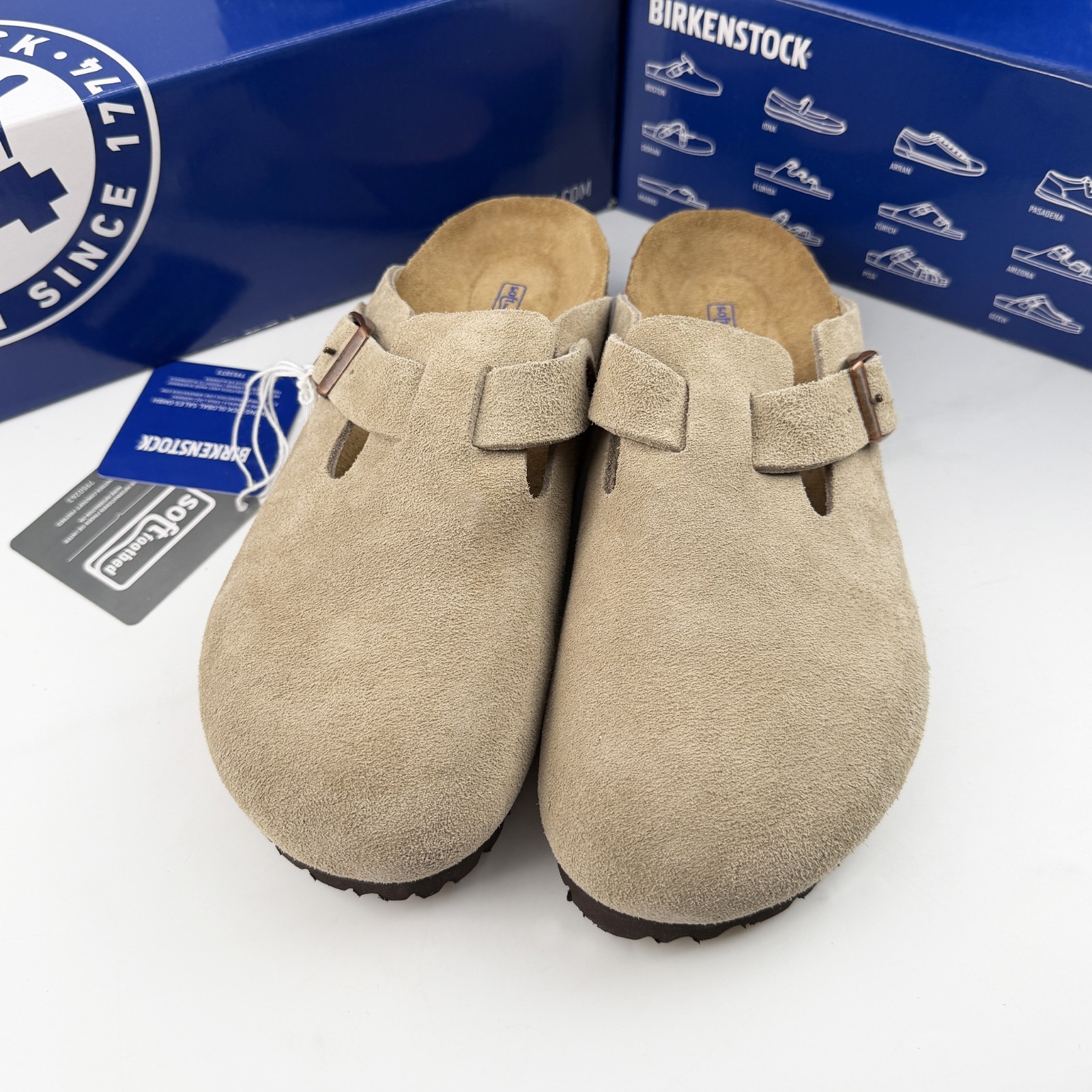 Birkenstock Boston Soft Footbed Suede Clog Unisex Shoes Have Taupe Narrow/Wide