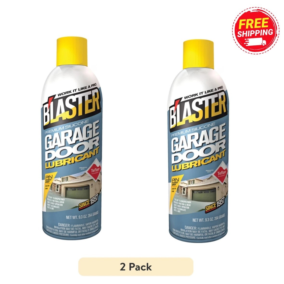 2 pk Blaster Silicone GARAGE DOOR LUBRICANT Silicone Based Lube Stops Squeaks
