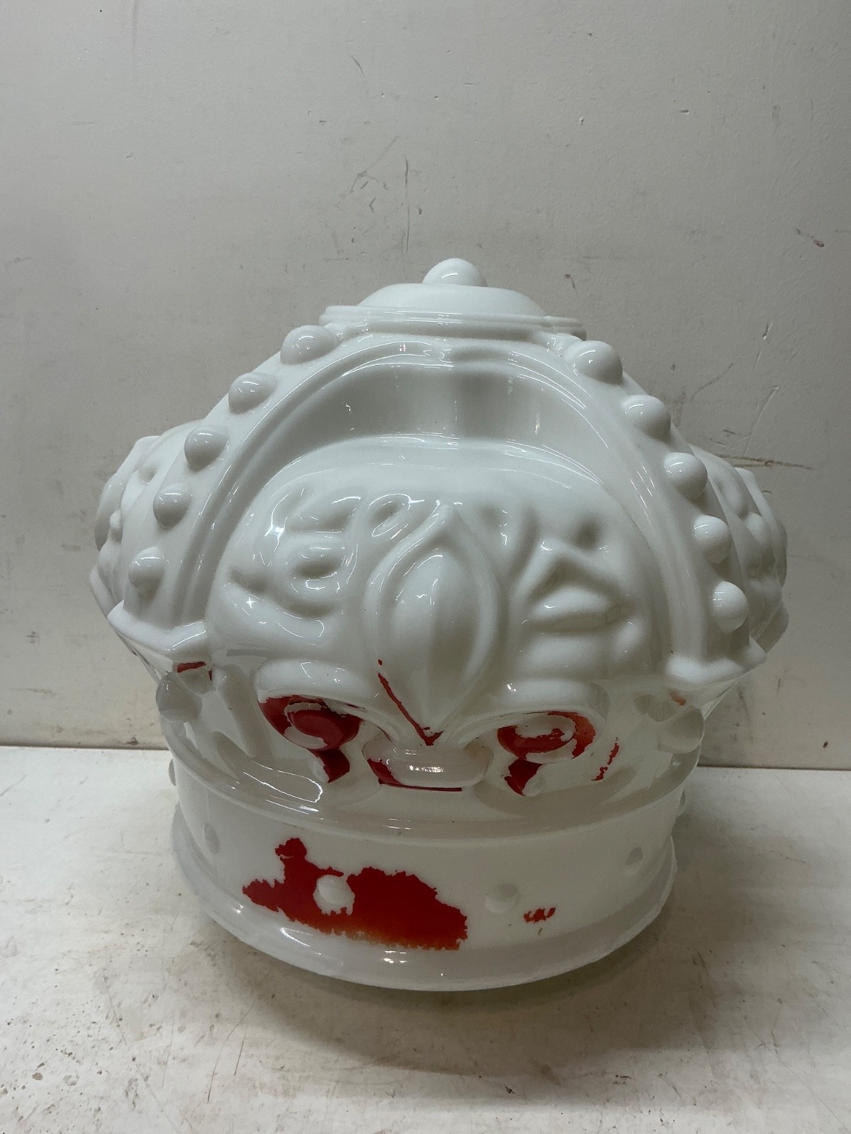 Original 1920s Standard Oil RED CROWN Gas Pump Globe Milk Glass THREADED BASE