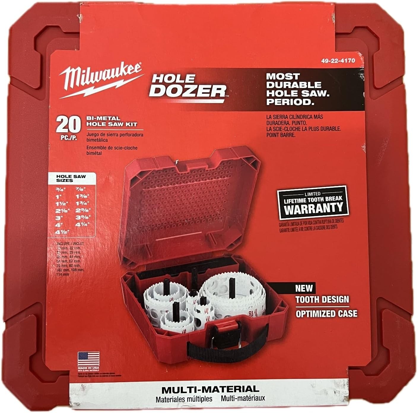 Milwaukee Electric Hole Dozer BI-Metal Hole Saw KIT 20PC 49-22-4170 *SHIPS FREE* Milwaukee Electric Hole Dozer BI-Metal Hole Saw KIT 20PC 49-22-4170 *SHIPS FREE*