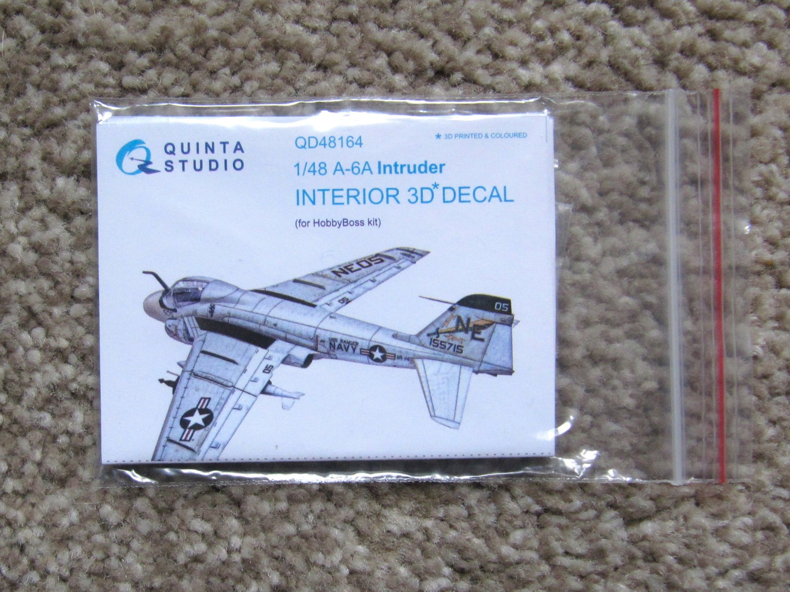 1/48 Quinta Studio A-6A Intruder Interior 3D* Decal for Hobby Boss. # QD48164