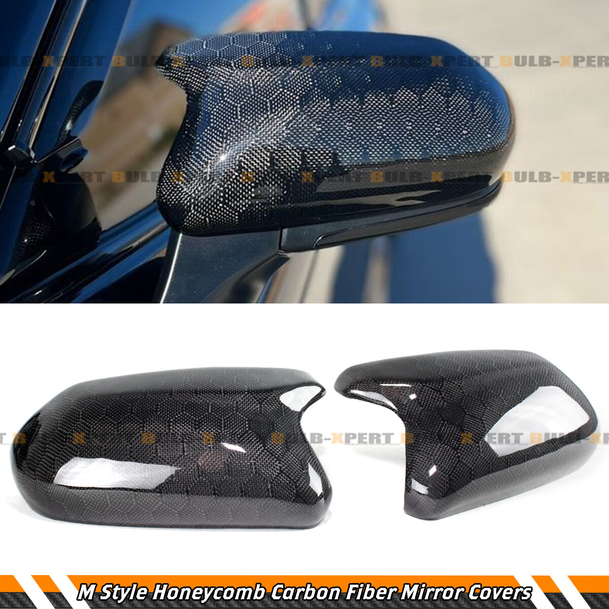 M STYLE HONEYCOMB CARBON FIBER REPLACEMENT MIRROR COVER CAP FOR 2018-2024 CAMRY