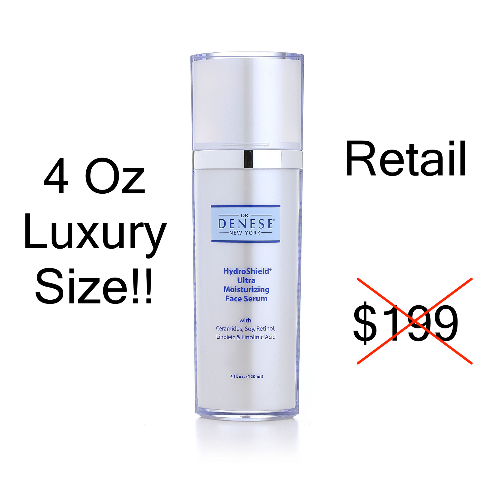 Dr. Denese HydroShield Ultra Moisturizing Face Serum 4 oz Luxury Size **NIB**