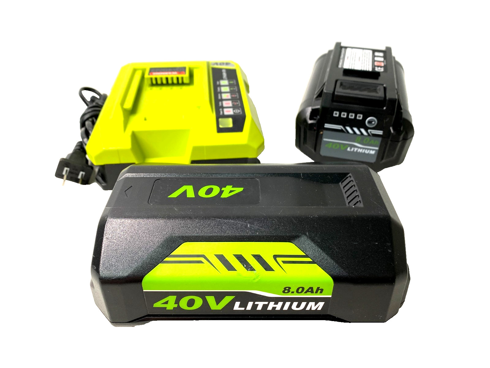 LOT of 2 40V 8.0Ah Battery for Ryobi 40 Volt Lithium OP4050 OP40602 w/Charger