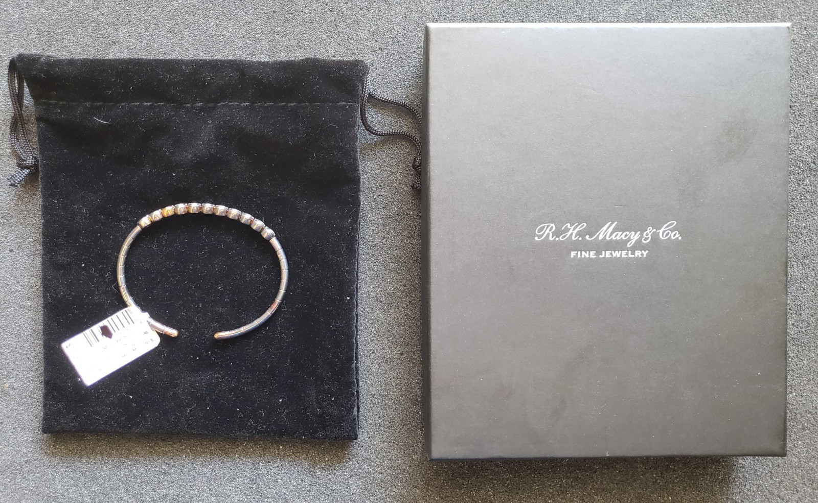 R. H. Macy\'s Diamond Fashion Bangle Bracelet 1/2 Cttw Bezel 14K YG Over Silver