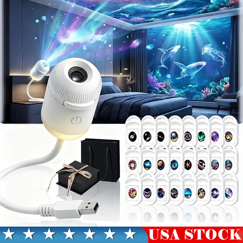 Hd Smart Dynamic 5d Holographic Night Light Projector, 2 In 1 Galaxy Night Light