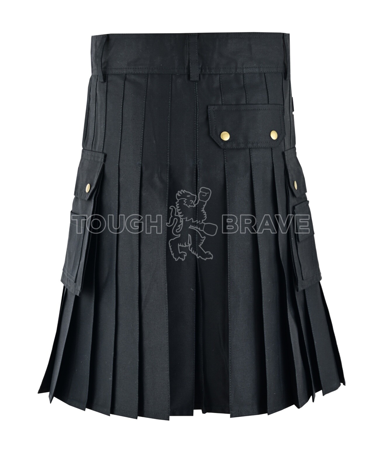 Men's Tactical Utility Kilt Black 100% Cotton Cargo Work Kilt Pockets 34-48