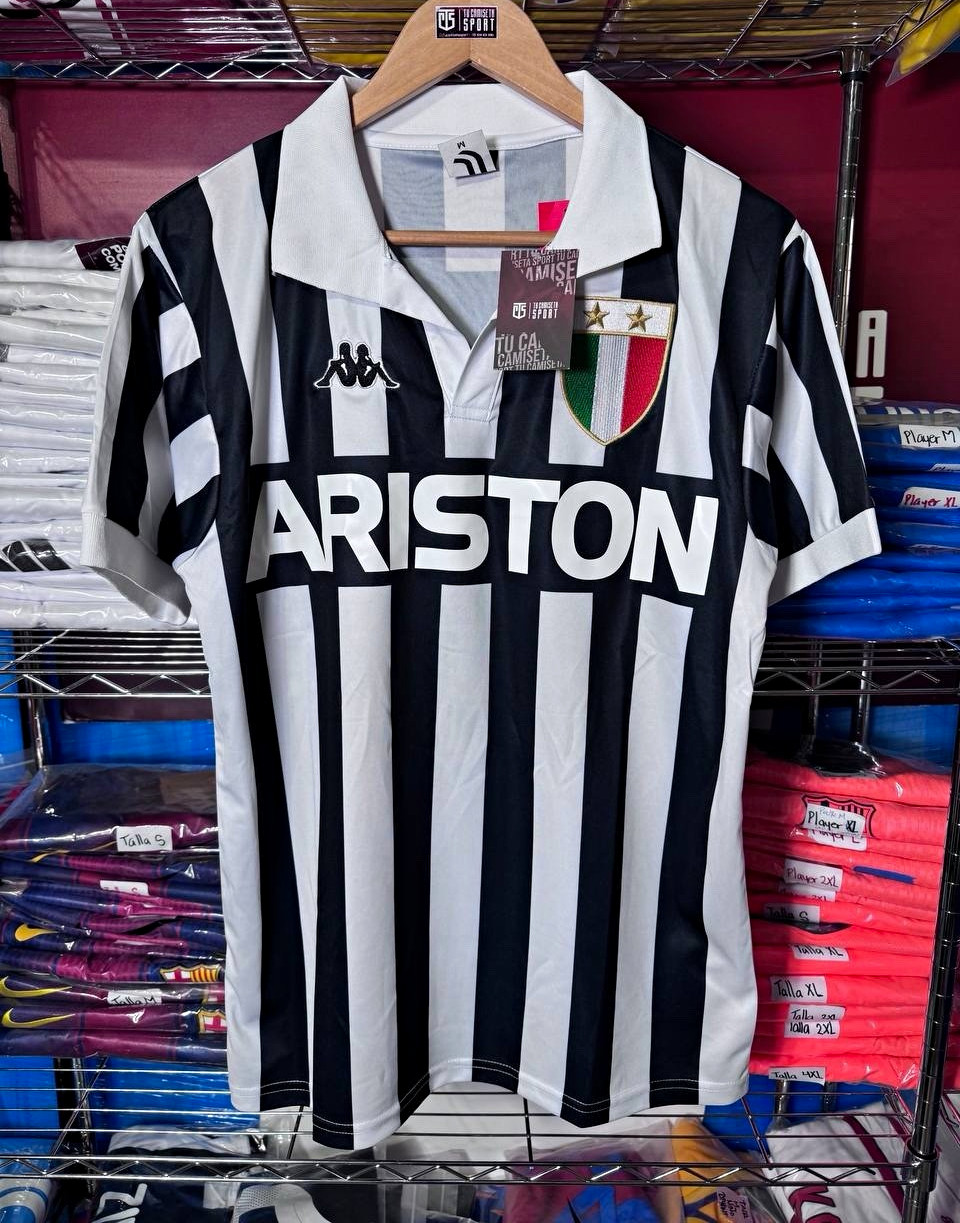 Kappa Juventus Black/White Soccer Jersey Shirt Ariston Sponsor RETRO size M