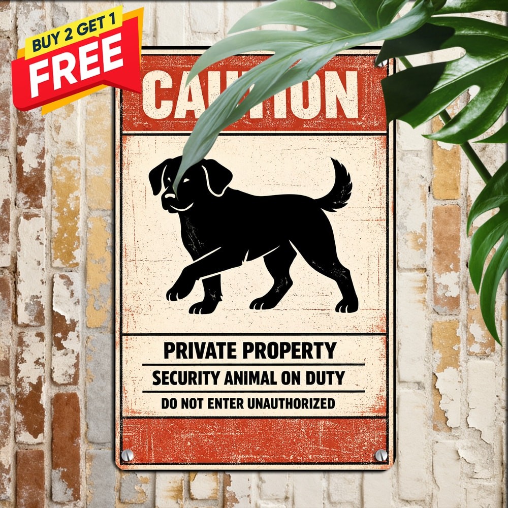 Beware Area Patrolled By German Shepherd Funny Dog Vintage Metal Tin Sign 8x12