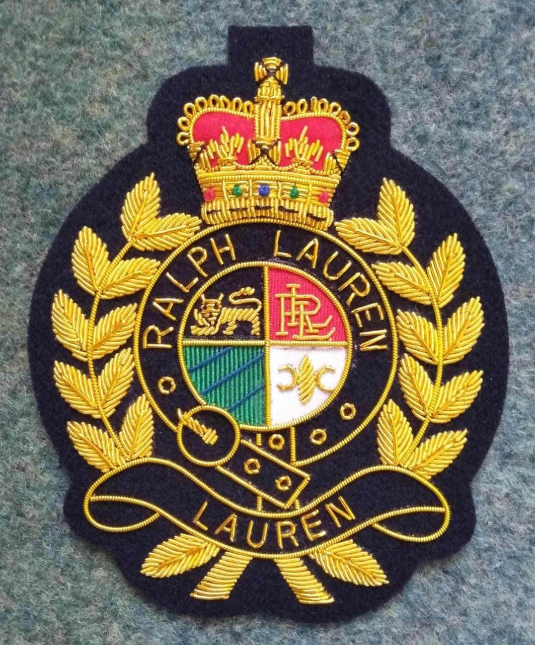 LAUREN Vintage Hand Embroidered Bullion Wire Blazer Badge, Vintage Style Crest