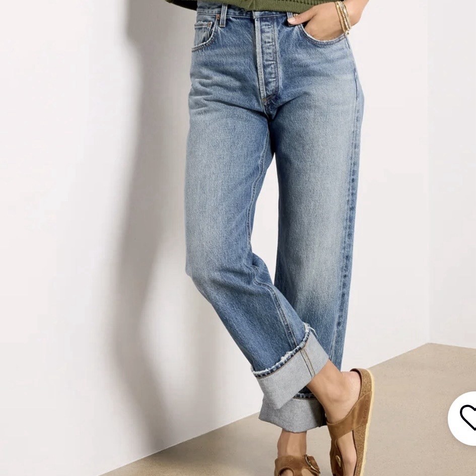 Agolde Fran Low Slung Easy Straight Blue Denim Jean in Reign Wash Size 29 Agolde Fran Low Slung Easy Straight Blue Denim Jean in Reign Wash Size 29
