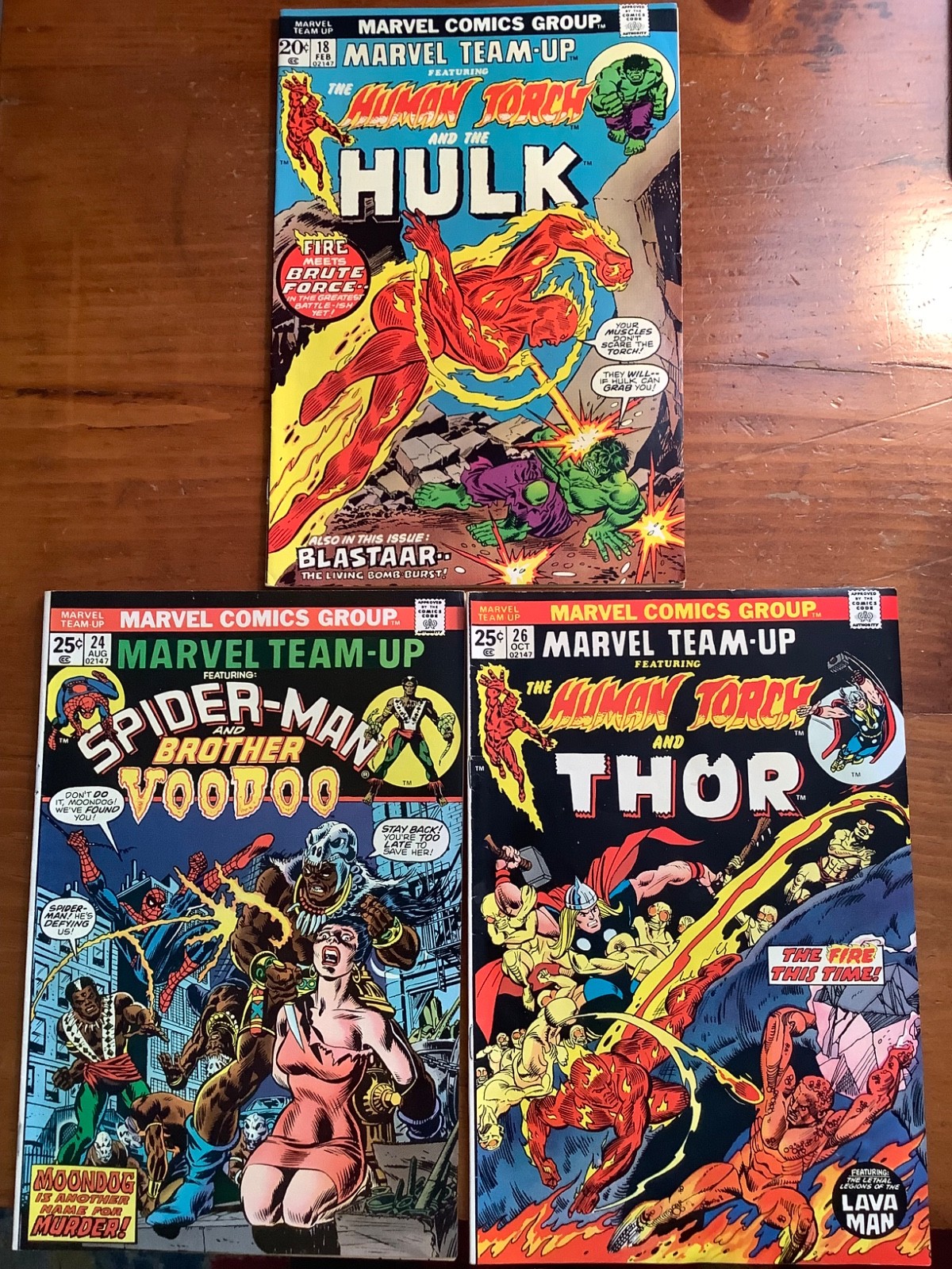 Marvel Team-Up #18 #24 #26 LOT Spider-Man Hulk Thor Voodoo 1974 ALL STAMPS / F Marvel Team-Up #18 #24 #26 LOT Spider-Man Hulk Thor Voodoo 1974 ALL STAMPS / F