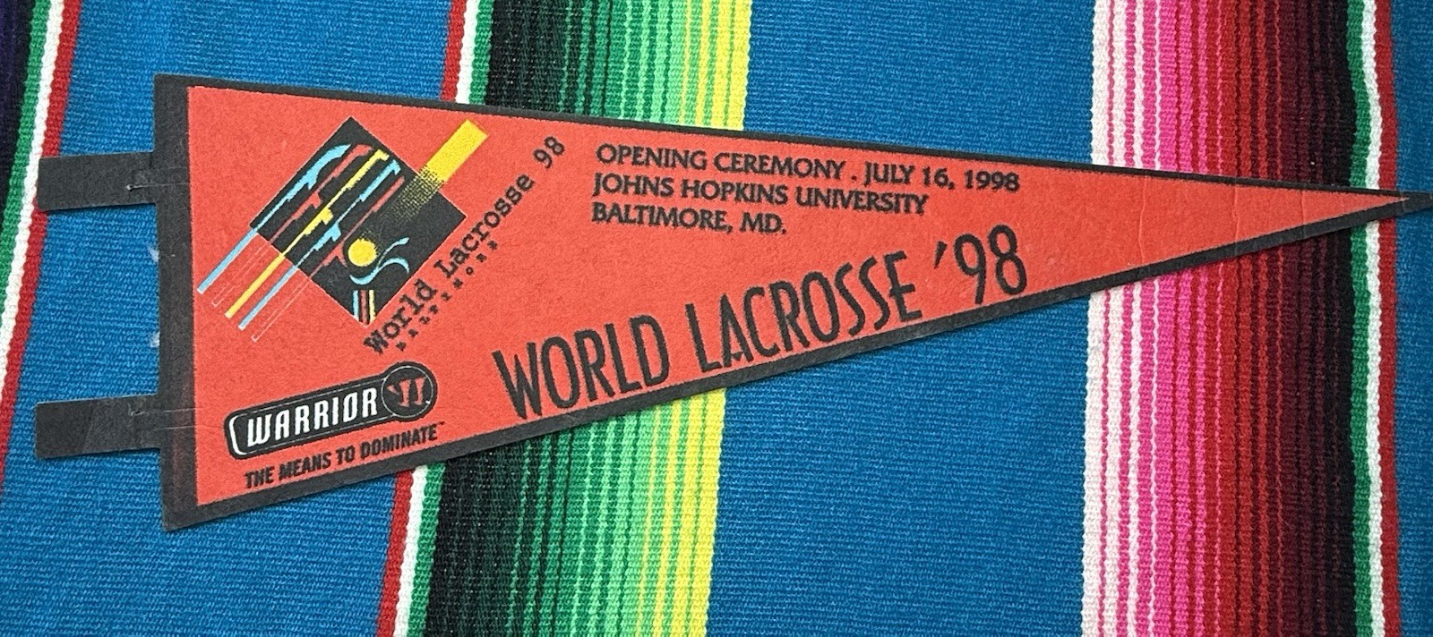 Vintage World Lacrosse 1998 Lacrosse Pennant John Hopkins University Rare Vintage World Lacrosse 1998 Lacrosse Pennant John Hopkins University Rare