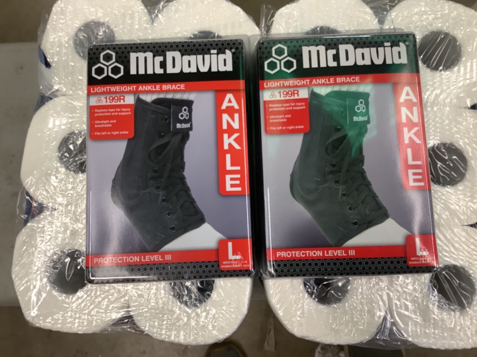 2-New McDavid UltraLight Weight Ankle Brace 199R Protection III Size Large L 2-New McDavid UltraLight Weight Ankle Brace 199R Protection III Size Large L