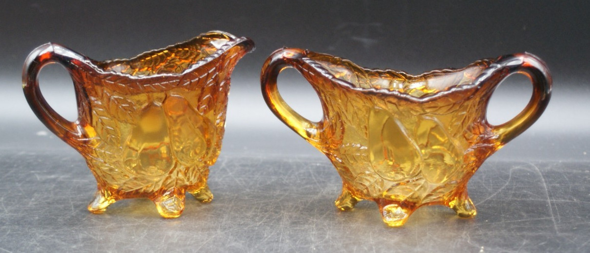 Vintage Indiana Cream And Sugar Bowl Set Tiara Burnt Honey Amber Glass