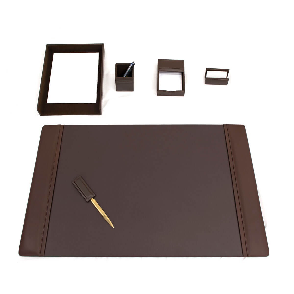 Leather Desk Set (6 Piece – Chocolate Brown) 34 Leather Desk Set (6 Piece – Chocolate Brown) 34