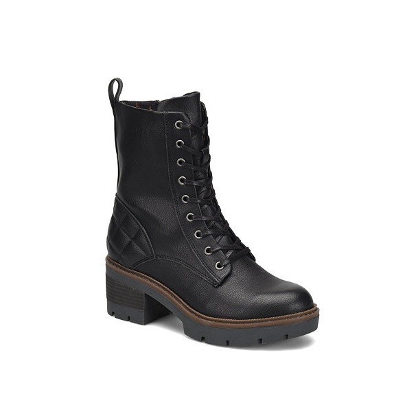 b.o.c Womens 8 M Black Malika Lace Up Block Heel Combat Booties NIB MK6