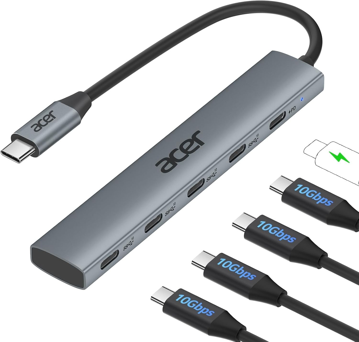 Acer USB C Hub, 5-in-1 USBC to HDMI Adapter with 4K@60Hz for Laptop/Mac