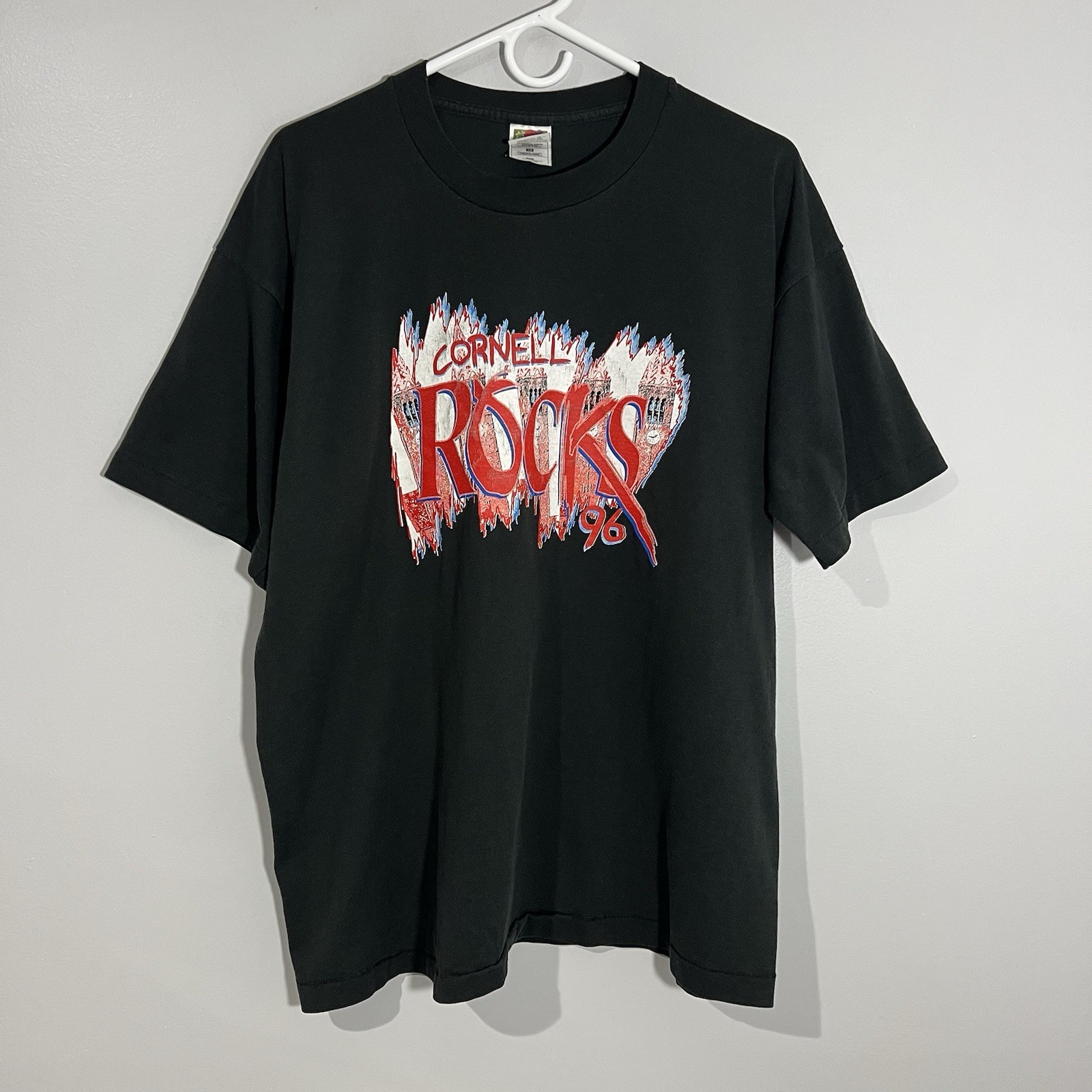 Vintage 1996 Cornell Big Red Rocks Black Single Stitch T-Shirt Mens XL