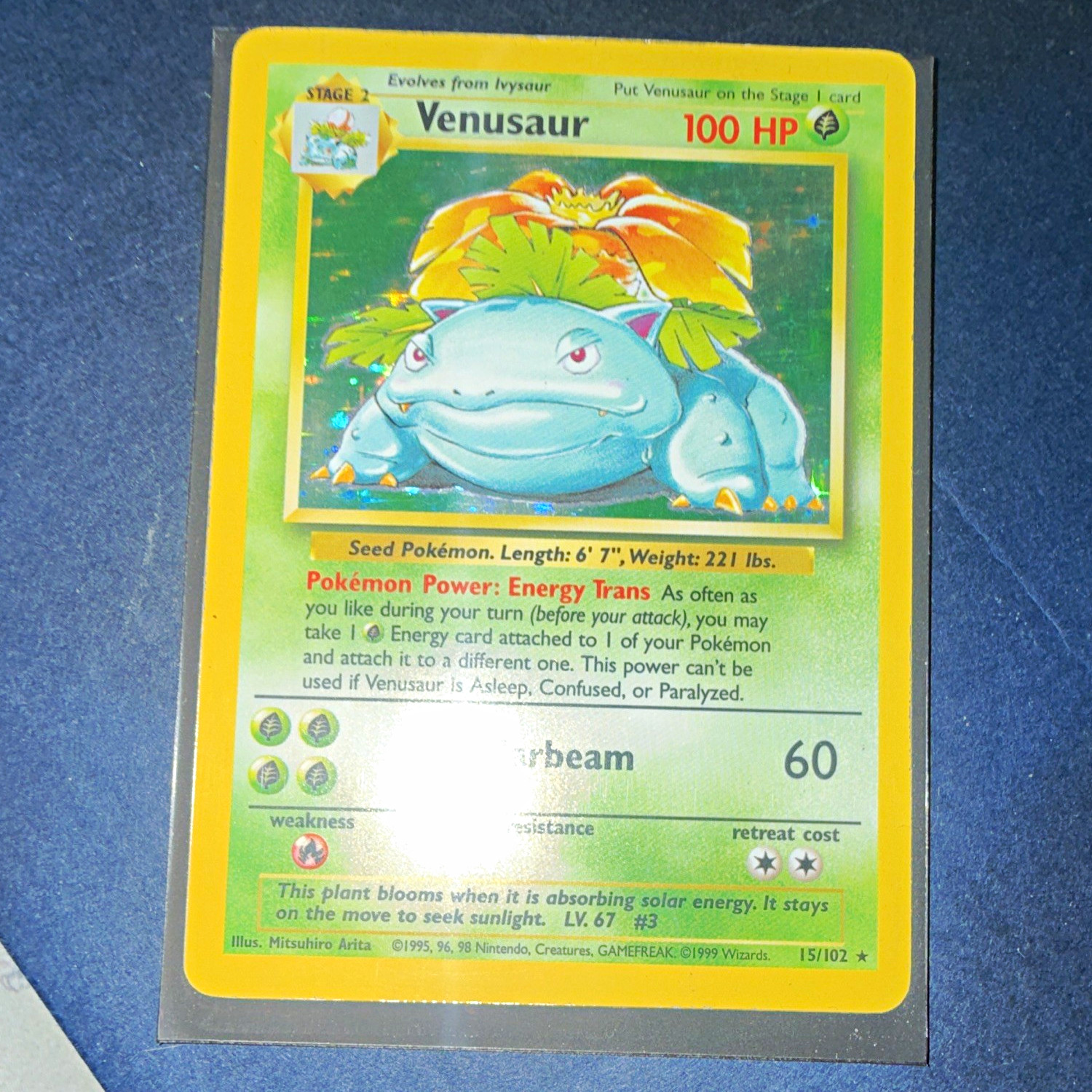 Venusaur 15/102 Base Set 1999 Holo Rare Holo Stage 2 100 HP English Venusaur 15/102 Base Set 1999 Holo Rare Holo Stage 2 100 HP English