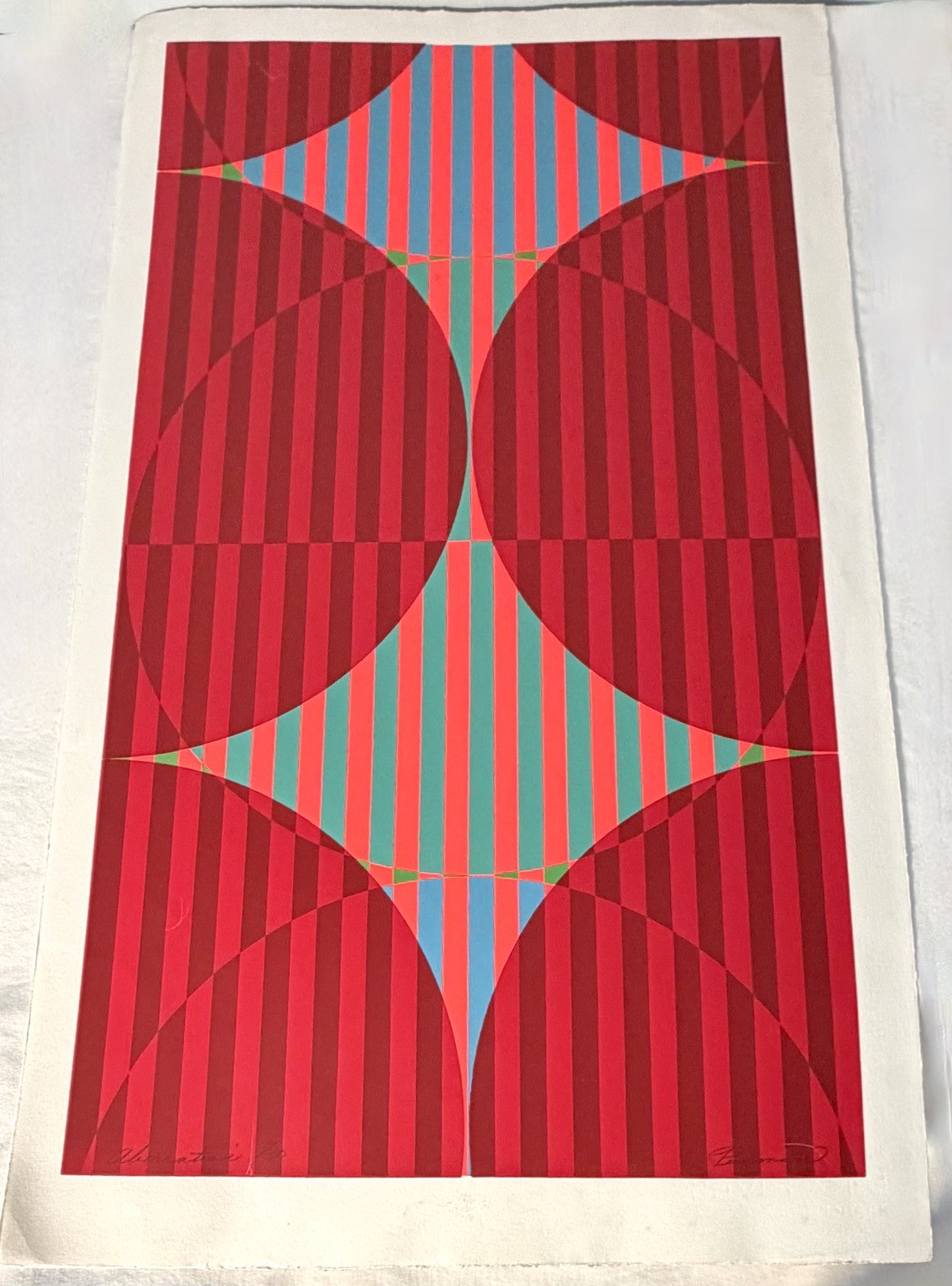 Original 1970 Pencil Signed Shirley Penman Op Art Screen Print Aberation