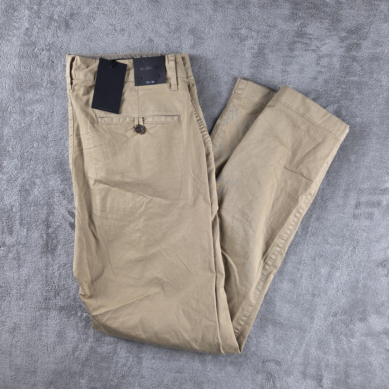 NWT Bonobos Slim Fit Chino Khaki Pants Men\'s Navy 32x30 Cotton Blend Stretch