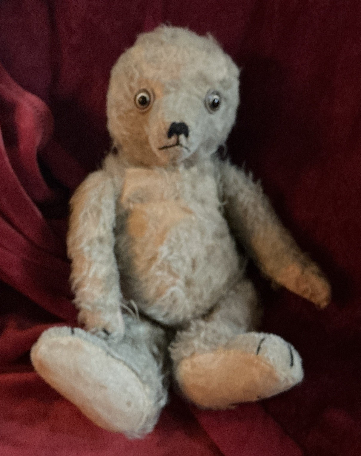 Vintage Earless Straw Stuffed Teddy Bear 1930’s