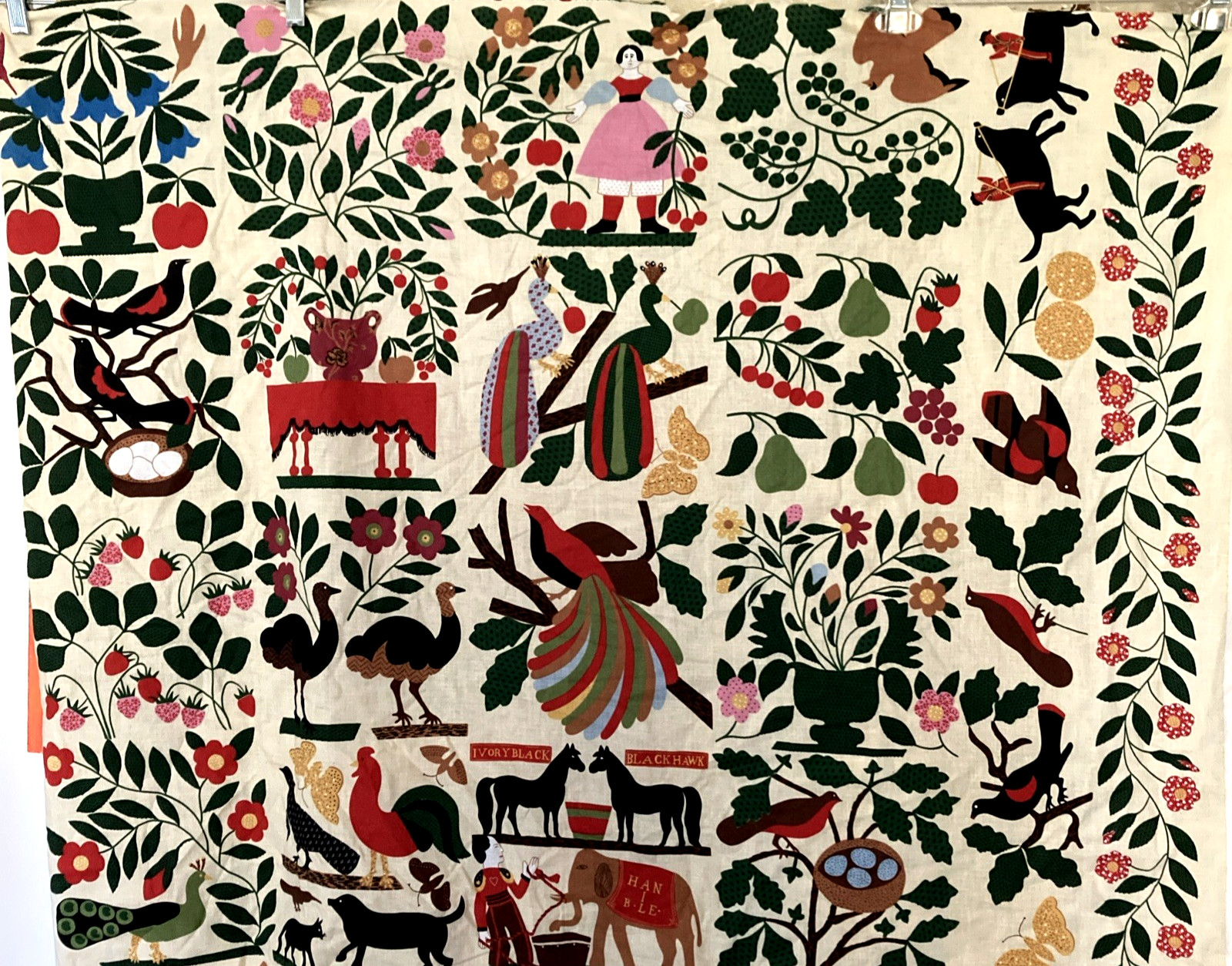 Vintage 1986 Bird of Paradise Fabric Museum American Folk Art Springs 89x36 NOS