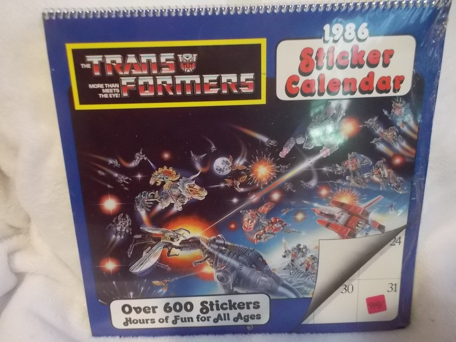 Vintage 1986 Transformers Sticker Calendar G1 Hasbro Brown & Bigelow 80s