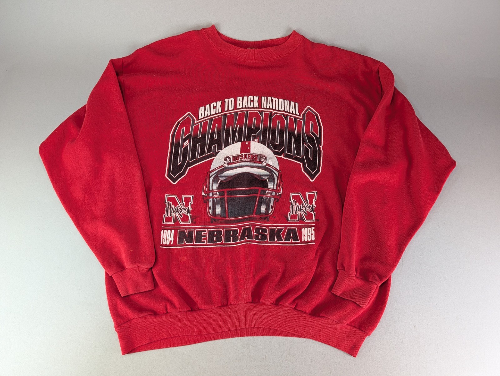 Vintage Nebraska Cornhuskers Huskers Crewneck Sweatshirt Red 2XL Champions 1995 Vintage Nebraska Cornhuskers Huskers Crewneck Sweatshirt Red 2XL Champions 1995