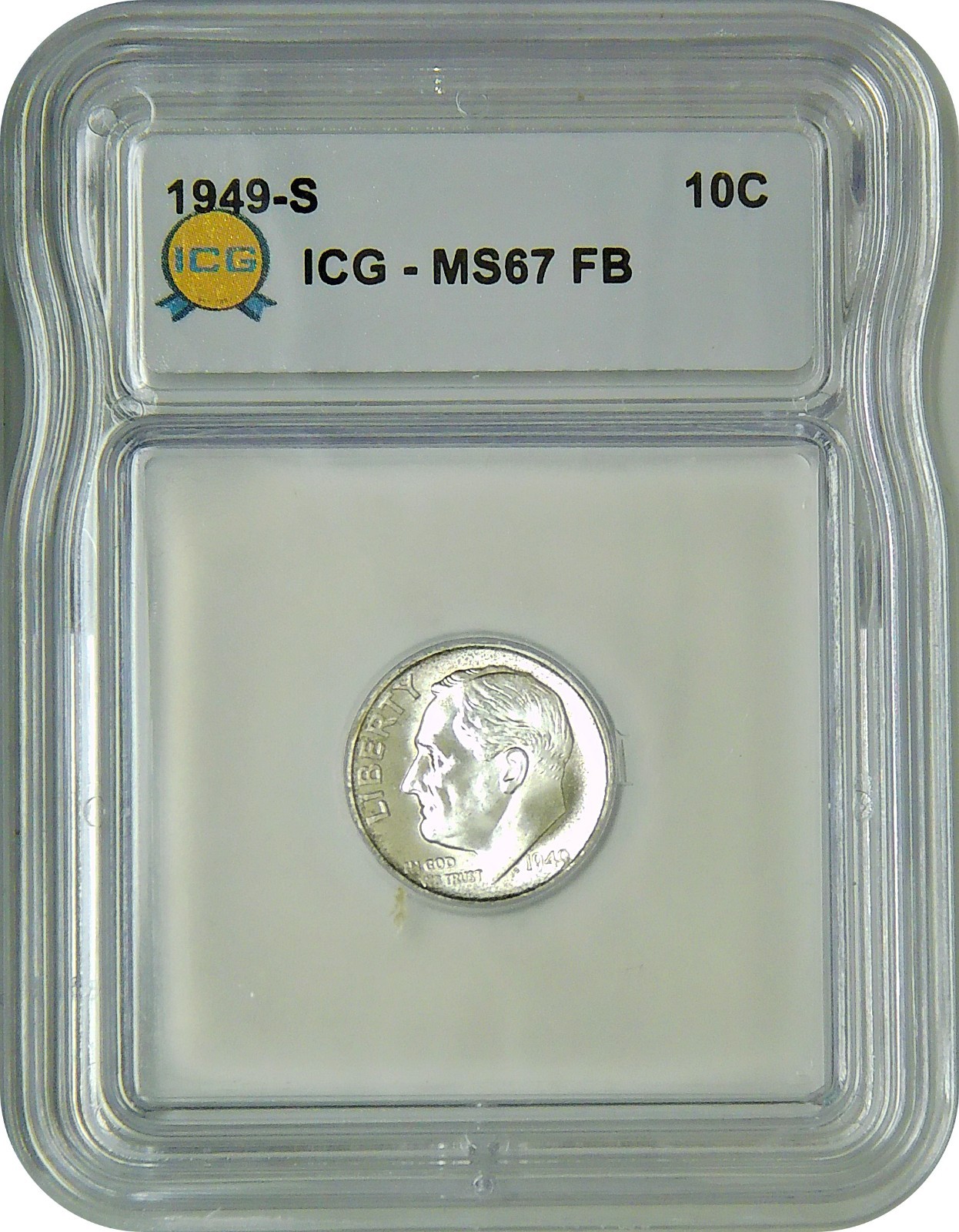 1949 S Roosevelt Dime 10¢ ICG MS67 FB Gem Brilliant Uncirculated Full Bands
