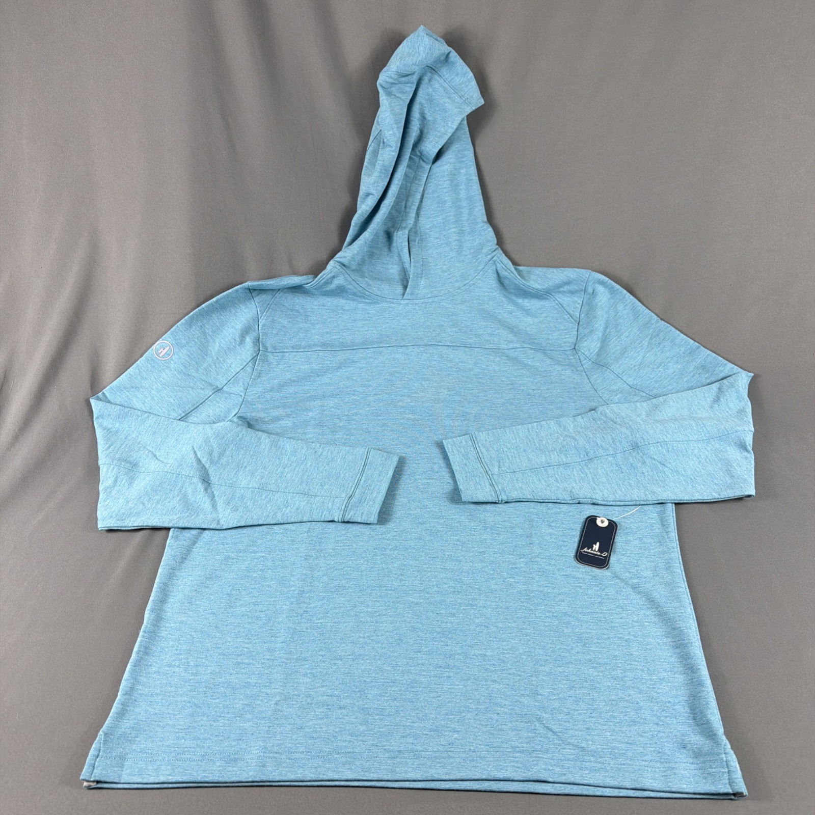 Johnnie-O Golf Hoodie Remmy Large Haze Blue Polyester Rayon Spandex MSRP $138