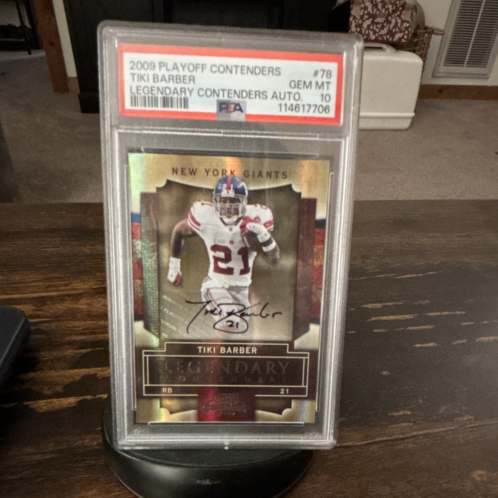 2009 Playoff Contenders Tiki Barber Legendary Contenders Black Auto #78 PSA 10