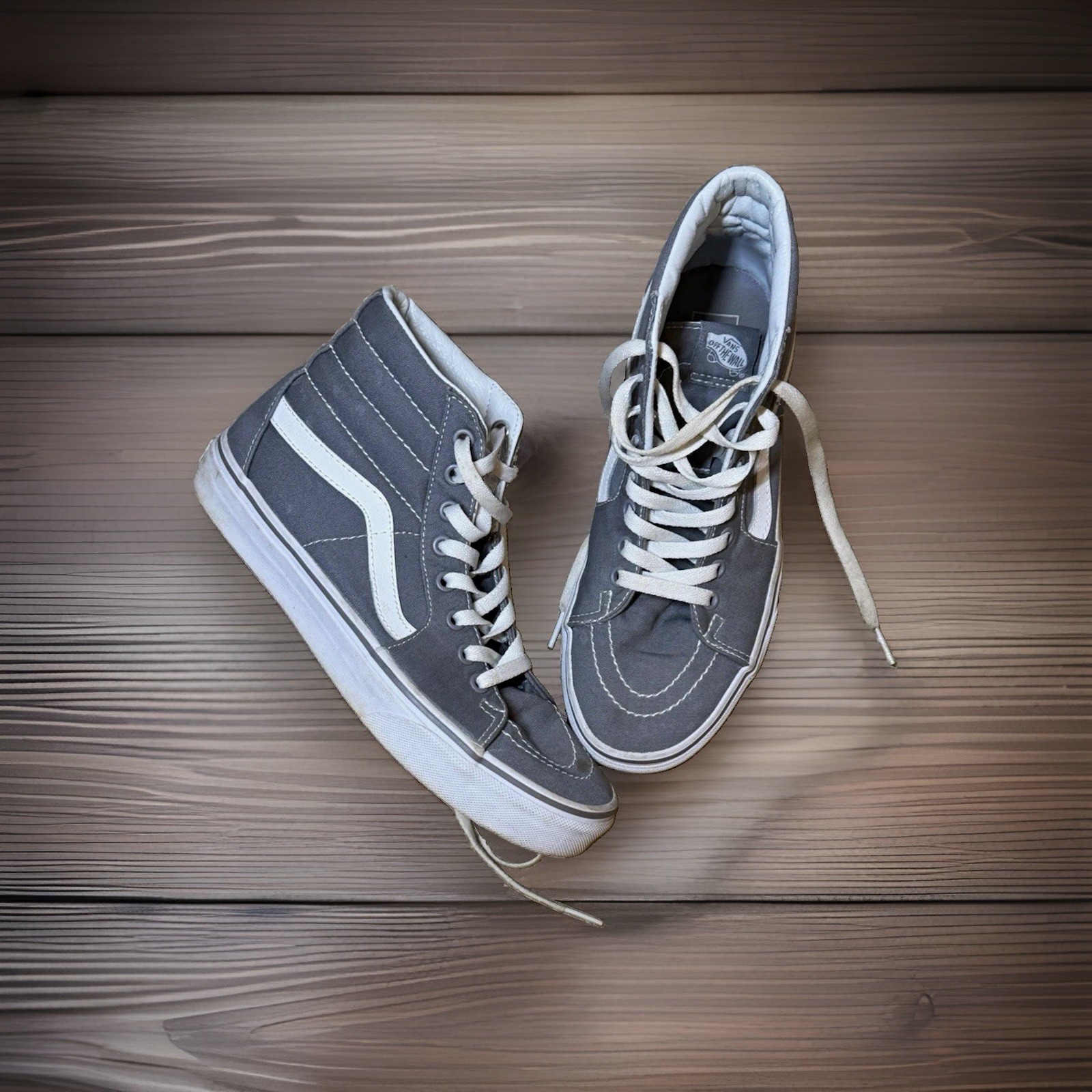 VANS Sk8-Hi Men’s Gray/White High Top Lace-Up Canvas Sneaker Rubber Sole