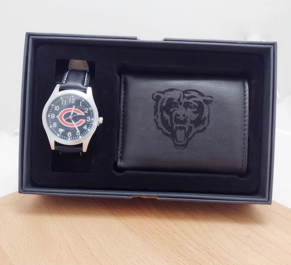 Chicago Bears NFL Black Watch And Wallet Gift Set - Chicago Bears NFL Black Watch And Wallet Gift Set -