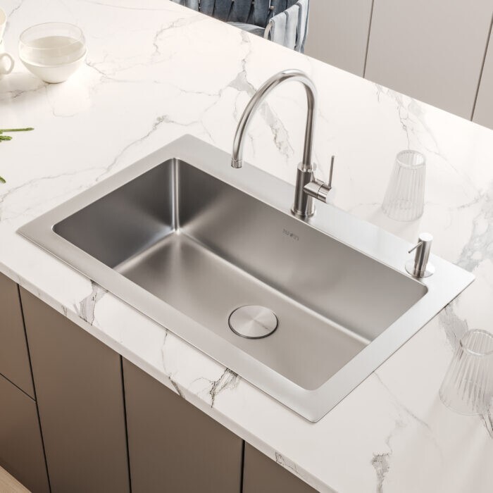 Ruvati 33x22'' Topmount 16 Gauge SS Single Bowl Kitchen Sink -RVM5001